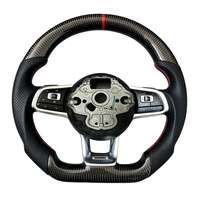 Volant en fibre de carbone personnalisé pour VW Polo Golf R 6 7 8 MK6 MK7 GTi Passat B7 B8, pièces de volant en cuir