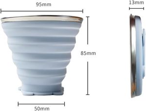 270ml Silicone Collapsible <b>Cup</b> <b>Reusable</b> Travel Mug Lightweight Folding Drinking Container for Hiking Camping Office Daily Use - Product Image 3