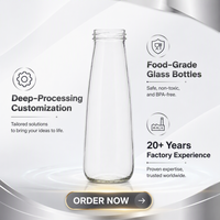 Botol Air Kaca Ukuran Khusus 260ml Modern dengan Cetak Logo Kustom untuk Jus & Susu