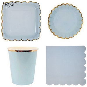 Màu pastel bé tắm Bộ đồ ăn đặt Kid sinh nhật Nguồn cung cấp bên giấy khăn ăn tấm cô gái đêm bên tablewares spt231 - Product Image 5