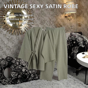 Chemise de nuit longue en satin vintage élégante et sexy pour femme, avec col en V, sans manches et taille élastique J2670 - Product Image 2