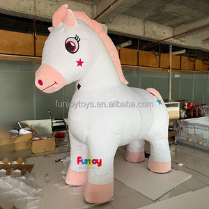 Riesiges rosa Pferd aufblasbares Maskottchen-Kostüm Kinder geburtstags feier dekor stehender Cartoon niedliches Ponnie-Pferd - Product Image 5