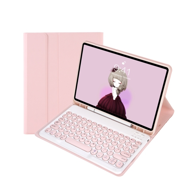 2024 Hot Sale for Samsung Galaxy Tab A9+ X210/X215/X215 YA09B TPU Round Keycap Wireless Keyboard Leather Case With Pen Slot