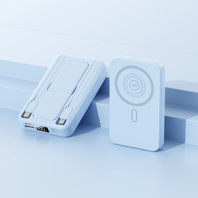 10000Mah Wireless Mini Magnetic Power Bank Fast Charge 22.5W Magnetic Power With Built-in Cables and Phone Holder