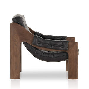 Hôtel nordique rétro <span class=keywords><strong>fauteuil</strong></span> inclinable cadre en bois de chêne salon sièges en <span class=keywords><strong>cuir</strong></span> noir chambres modernes salon <span class=keywords><strong>Club</strong></span> chaise d'appoint - Product Image 3