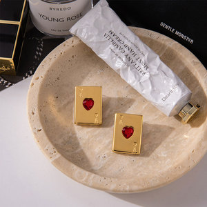 Pendientes de Moda con Diseño de Cartas de Póker, de Acero Inoxidable 316L, Chapados en Oro PVD de 14k y 18k, con Circonitas, para Mujer, Venta al por Mayor - Product Image 2