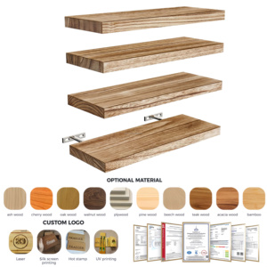 <span class=keywords><strong>Étagère</strong></span>s murales flottantes rectangulaires en bois massif et acier revêtu industriel à quatre niveaux pour la décoration murale, <span class=keywords><strong>rangement</strong></span> pour <span class=keywords><strong>cuisine</strong></span> et salle de bain - Product Image 2