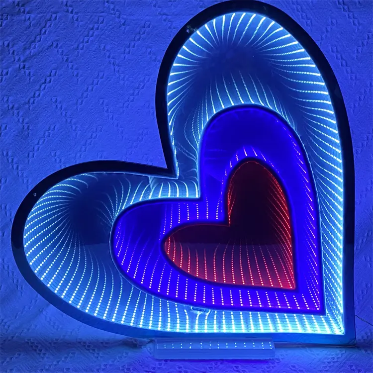 Enseigne lumineuse personnalisée effet miroir 3D Infinity pour décoration murale