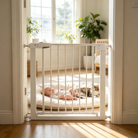 Barrière de sécurité pour enfants et bébés, rétractable, sans perçage, à fermeture automatique, pour portes et escaliers, avec indication de couleur