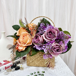 Bouquet de roses artificielles Queyiyi en soie pour décoration de mariage et arrangement nuptial - Product Image 3