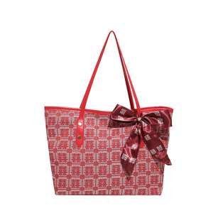 Borsa da Donna in Stile Cinese per Matrimonio, Borsa a Tracolla <span class=keywords><strong>Rossa</strong></span> Grande Capacità con Foulard in Seta - Product Image 5
