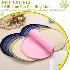 Silikon Köpek Mama Matı 19x10 İnç Çift Daireli Evcil Hayvan Besleme Matı Yükseltilmiş Kenarlı Su Geçirmez Kaymaz Kase Altlığı Pembe - Product Image 4