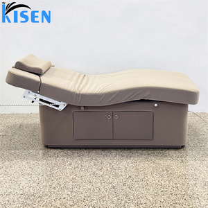 Table de massage électrique haut de gamme Kisen beige à <span class=keywords><strong>2</strong></span> <span class=keywords><strong>moteurs</strong></span> pour salon, table de soin des cils et du visage, lit de beauté, lit de tatouage, chaise de salon - Product Image 4
