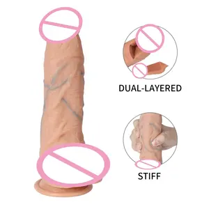 Xise 23.5cm Berton Dual Layer Pvc Dildo With Blue Veins Lifelike Plastic Penis Toys Big Cock Sex Adult For Female