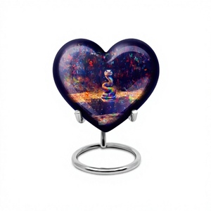 Urne adulte de crémation de serpent de coeur violet de vente chaude pour les cendres humaines avec le support et le sac libre de velours - Product Image 1