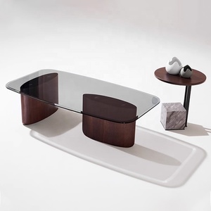 <span class=keywords><strong>Tavolino</strong></span> da Caffè Minimalista in <span class=keywords><strong>Vetro</strong></span> Temperato, Combinazione Moderna e Semplice per Soggiorno, <span class=keywords><strong>Tavolino</strong></span> in Legno Affumicato di Lusso - Product Image 1