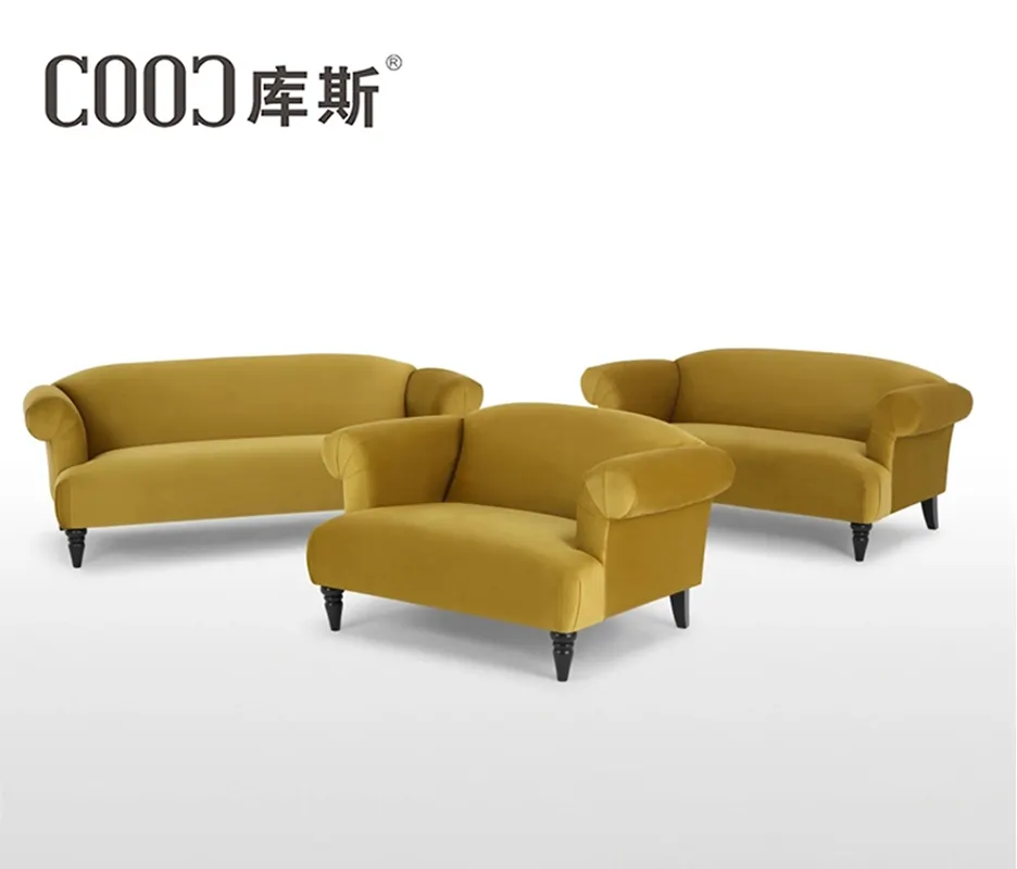 Factory Provided velvet wingback sofa Upholstered solid wooden frame sofa 9005 household love seat sofa