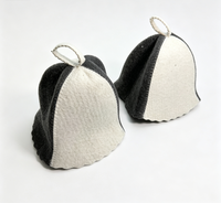 Chapeau de sauna en feutre de laine bicolore avec couche intérieure respirante et isolante, bonnet de sauna réutilisable, couvre-tête pour sauna et spa