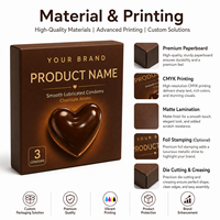 Boîtes à préservatifs personnalisées style chocolat, carton écologique biodégradable, impression CMYK, gaufrage, paillettes, matériaux recyclés