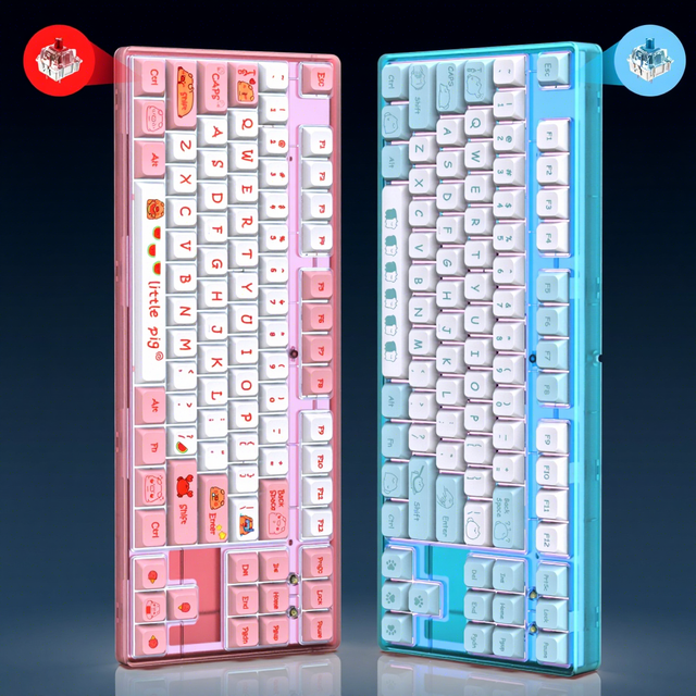 Redwingy L600 87 Key Mechanical Keyboard Hot Sublimation Key Cap Hot-swap Ergonomic 20 LED Lighting Wired Keyboard for Computer