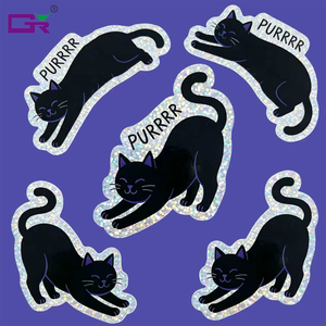 Pegatinas <span class=keywords><strong>de</strong></span> Vinilo Holográficas Personalizadas, Estilo Brillante, Resistentes a los Rayos UV, Impermeables, con Puntos Plateados, Cristal, Holograma, Purpurina - Product Image 1