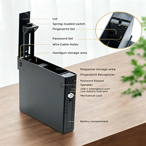Caja Fuerte Compacta y Delgada para Vehículo, Apertura Automática, Desbloqueo por <span class=keywords><strong>Huella</strong></span> y Contraseña, Acceso Rápido, Personalizable - Product Image 5