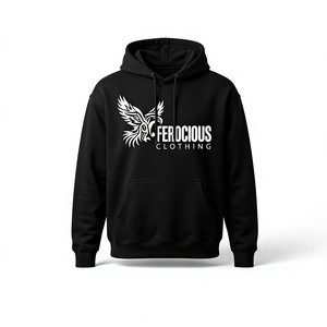 Sweat-shirt à capuche graphique Aigle Féroce Personnalisé Noir Oversize Streetwear Décontracté Athlétique Homme Femme Vente en Gros OEM - Product Image 1