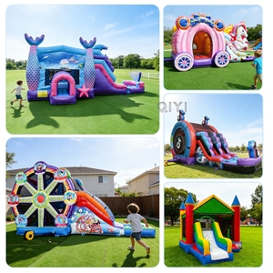 โรงงานผลิตบ้านลมเด้งดึ๋งสีฟ้าขนาดเล็กสำหรับเชิงพาณิชย์ ขายส่งบ้านลมเด้งดึ๋งพร้อมสไลเดอร์ - Product Image 5