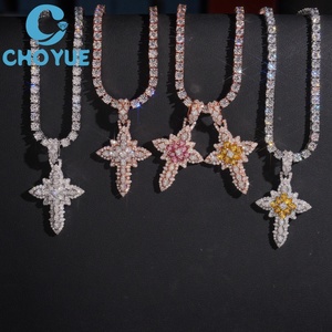 Iced Out Fully Moissanite Cross <b>Pendant</b> <b>Solid</b> 925 Sterling Silver <b>Gold</b> Plated Fancy Cut Moissanite Charms Hip Hop Jewelry - Product Image 4
