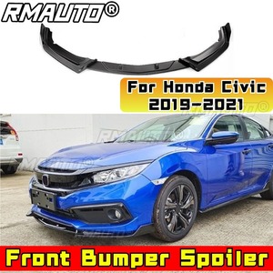 Para Honda Civic 10ª generación 2019-2021, kit de carrocería con alerón difusor y labio de parachoques delantero, pieza de modificación de labio de parachoques negro brillante - Product Image 1