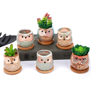 Mini tamaño lindo búho <span class=keywords><strong>Bonsai</strong></span> ollas a casa y Decoración Oficina escritorio cerámica pote de flor - Product Image 1