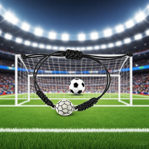 sports match giveaway gift <b>bracelet</b> Basketball Soccer <b>Ball</b> Charm Braided Beaded Adjustable Wristband - Product Image 5