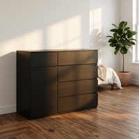 Commode à 4 tiroirs sur mesure, finition haute brillance, solution de rangement pour salon et chambre à coucher