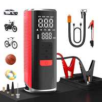 Compresseur d'air portable rechargeable 120W avec écran LED 6000mAh pour gonflage de pneus de voiture, démarreur de batterie d'urgence et booster de batterie précis