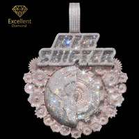 Colgante de reloj de lujo de plata 925 con moissanita estilo hip-hop, colgante personalizado, resistente al agua e hipoalergénico, probado con detector de diamantes.