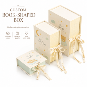Factory Direct Custom <b>Book</b>-Shaped Magnetic Gift <b>Box</b> With Ribbon And Four-Color Printing Rigid Paper <b>Box</b> For Baby Gift Packaging - Product Image 1