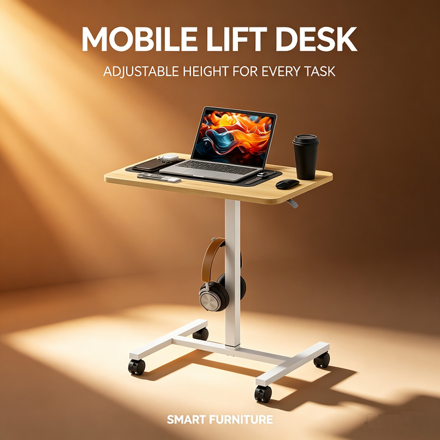 Free Sample Cheap Over Bed Tables Home Laptop Standing Desk Cart Height Adjustable Mobile Mobile Rolling Desk Cart With Casters