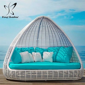 Sofá Cama de Playa Resistente, Material de Ratán Grueso, Cama de Día para Exteriores, Tumbona - Product Image 4