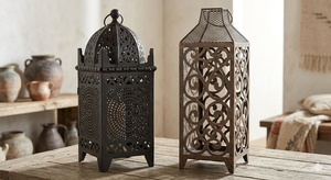 Moroccan Metal Lantern Handmade Rust Finish Cutout Candle Holder Tabletop Standing Lamp Black Home Garden Decor - Product Image 4