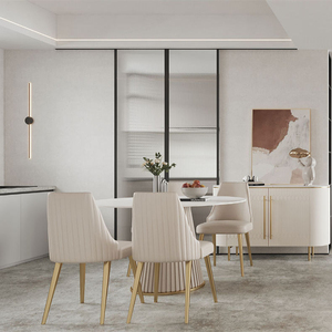 Ensemble de table et chaises de <span class=keywords><strong>salle</strong></span> à <span class=keywords><strong>manger</strong></span> rondes, modernes, minimalistes, convertibles et réglables, de luxe, pour petits appartements, durables et écologiques - Product Image 5