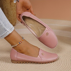 Mocasines Rosas Personalizables al por Mayor para Mujer, Zapatos Casuales Cómodos de Piel Sintética con Punta Redonda - Product Image 1