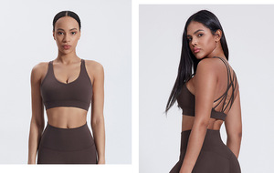 Reggiseno sportivo da donna per corsa e Fitness gilet nudo Cross-Back traspirante reggiseno sportivo Yoga con Logo anteriore bianco sportivo Top donna - Product Image 6