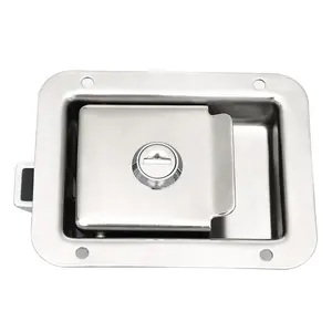 Silver Mirror-Polished 304 Stainless Steel Steel Special Vehicle Car Tool Box Locks Panel Flush Paddle Latch Lock A787