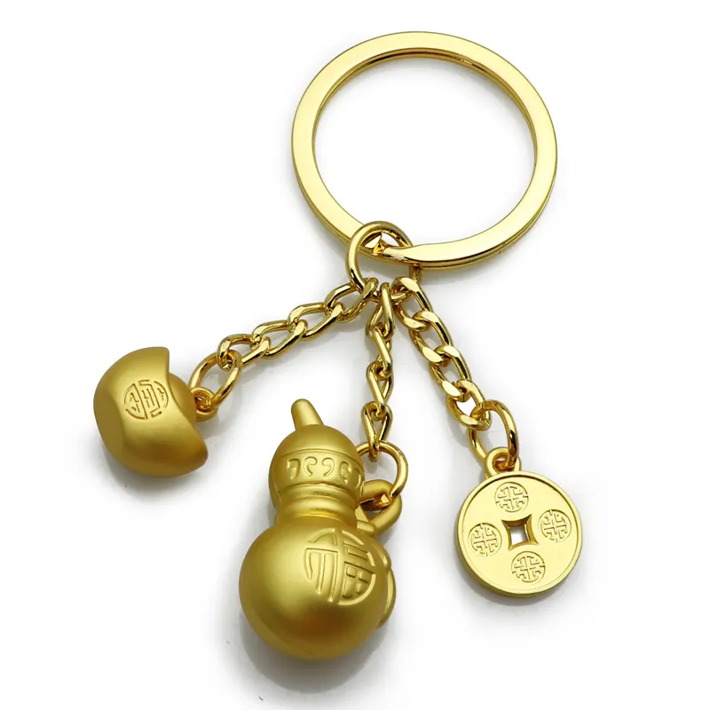 Creative Gold gourd Keychain Lucky"Fortune" Pendant 2021 OX New Year Keyrings for Bag Backpack Car Pendant news yesargifts