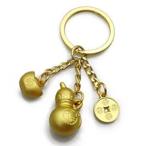 Creative GoldひょうたんKeychain Lucky "Fortune" Pendant 2021 OX New Year KeyringsためBag Backpack Car Pendantニュースyesargifts