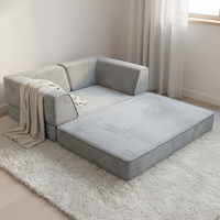 Sofá Cama Futón Moderno para Sala de Estar, Pequeño, sin Estructura, de Espuma Comprimida, Diseño de Suelo, Mueble Perezoso