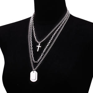 Layered Necklace Set Butterfly <b>Cross</b> Pendant Zinc Alloy Multi <b>Chain</b> Fashion Street Style Clavicle <b>Chain</b> Geometric Design - Product Image 3