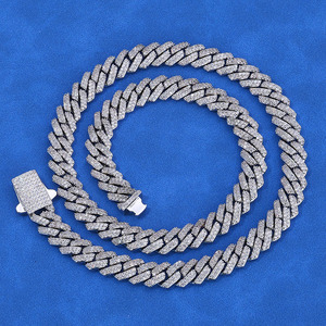 High End VVS Moissanite Miami Link Chain Handset Bezel Set 925 <b>Silver</b> 18K Gold Vermeil Iced Out Hip Hop Bespoke Jewelry Tester - Product Image 1