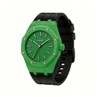 Montre Homme Sportive Tendance Personnalisée avec Lunette Octogonale et Bracelet en Silicone, Faible MOQ, Support Marque Débutante, Certifiée CE RoHS ISO, Mouvement Quartz