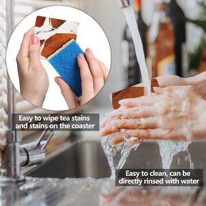 อีพอกซีเรซินและที่รองแก้วไม้ธรรมชาติหนาทนทานกันน้ำสำหรับเครื่องดื่มร้อนและเย็นสำหรับตกแต่งบ้านและสำนักงาน - Product Image 5